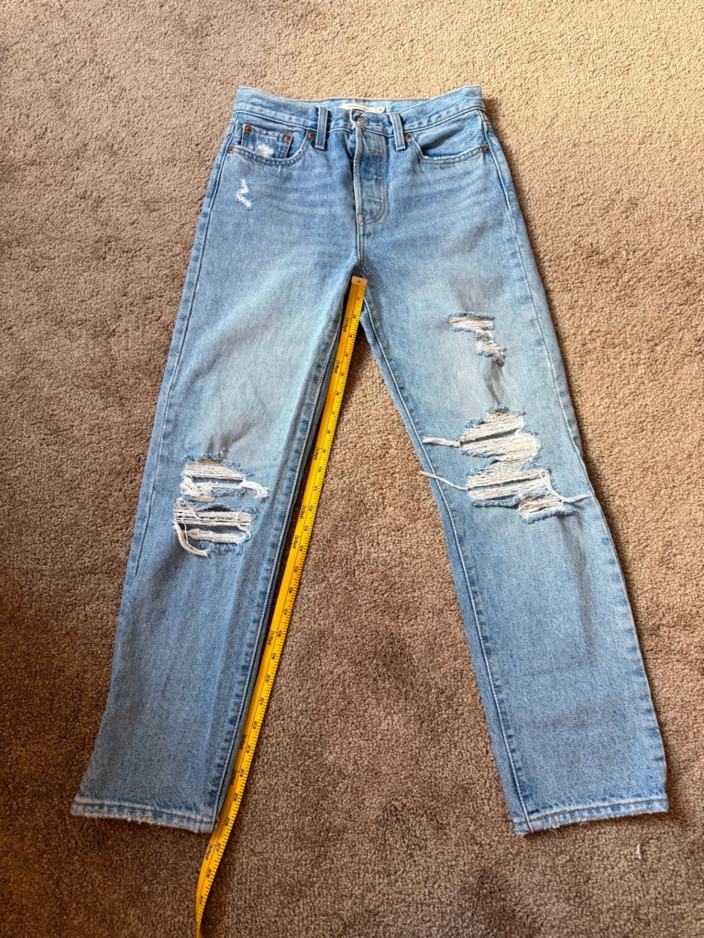 Levi's Light Blue Ripped Straight Jeans